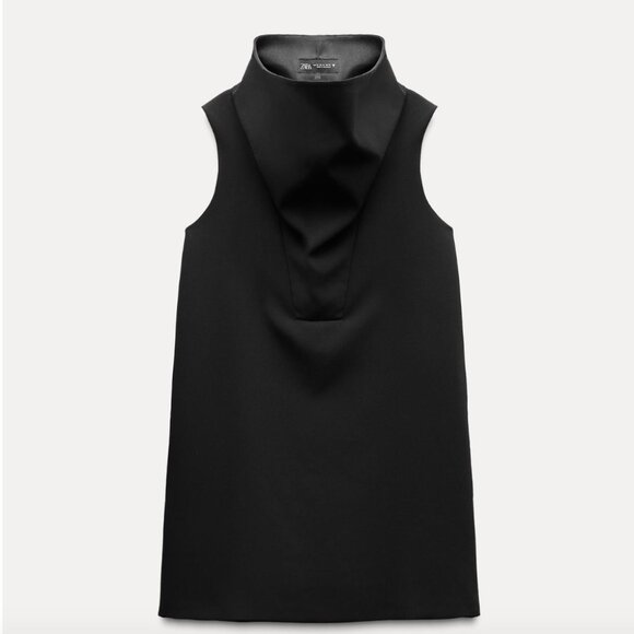 NWT ZARA HIGH NECK SHORT DRESS BLACK SIZE XS9124 /550 - Picture 3 of 9